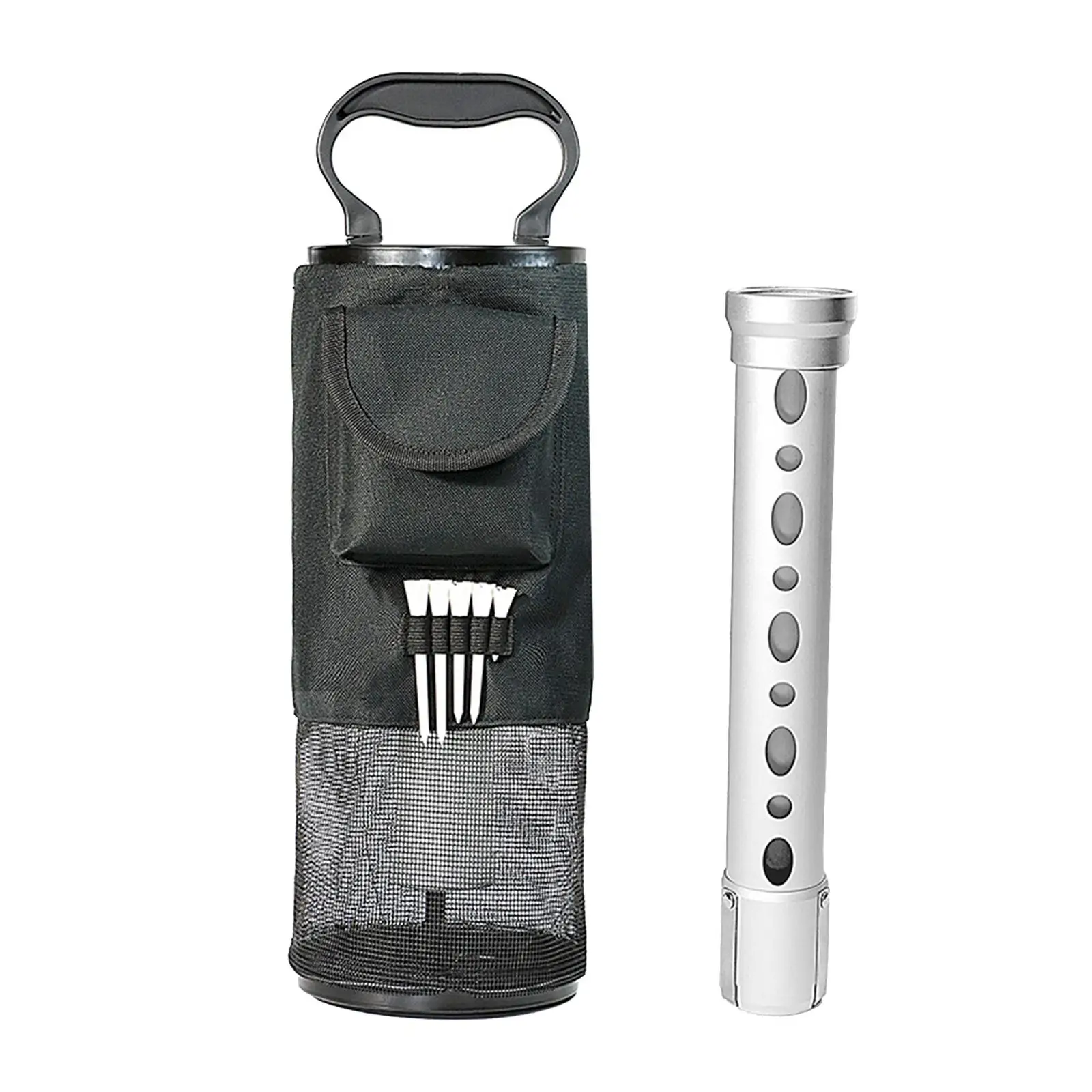 Golf Shag of Bag Retriever Aluminium Tube Convenient with Pocket Device Portable Holds 70 Balls Golf Ball Pick up