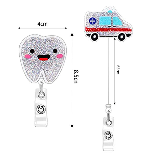 True Flowers Drops Of Glue Transparent Tooth Nurse Badge Reel