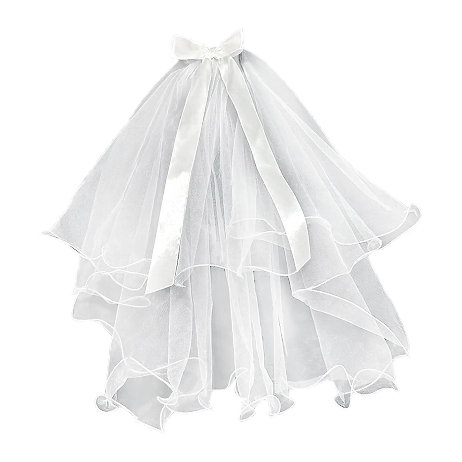 Bridal Hair Bow Veil Hair Accessory Headband White Princess Veil for Birthdays Bridesmaid Themed Party Stage Performance