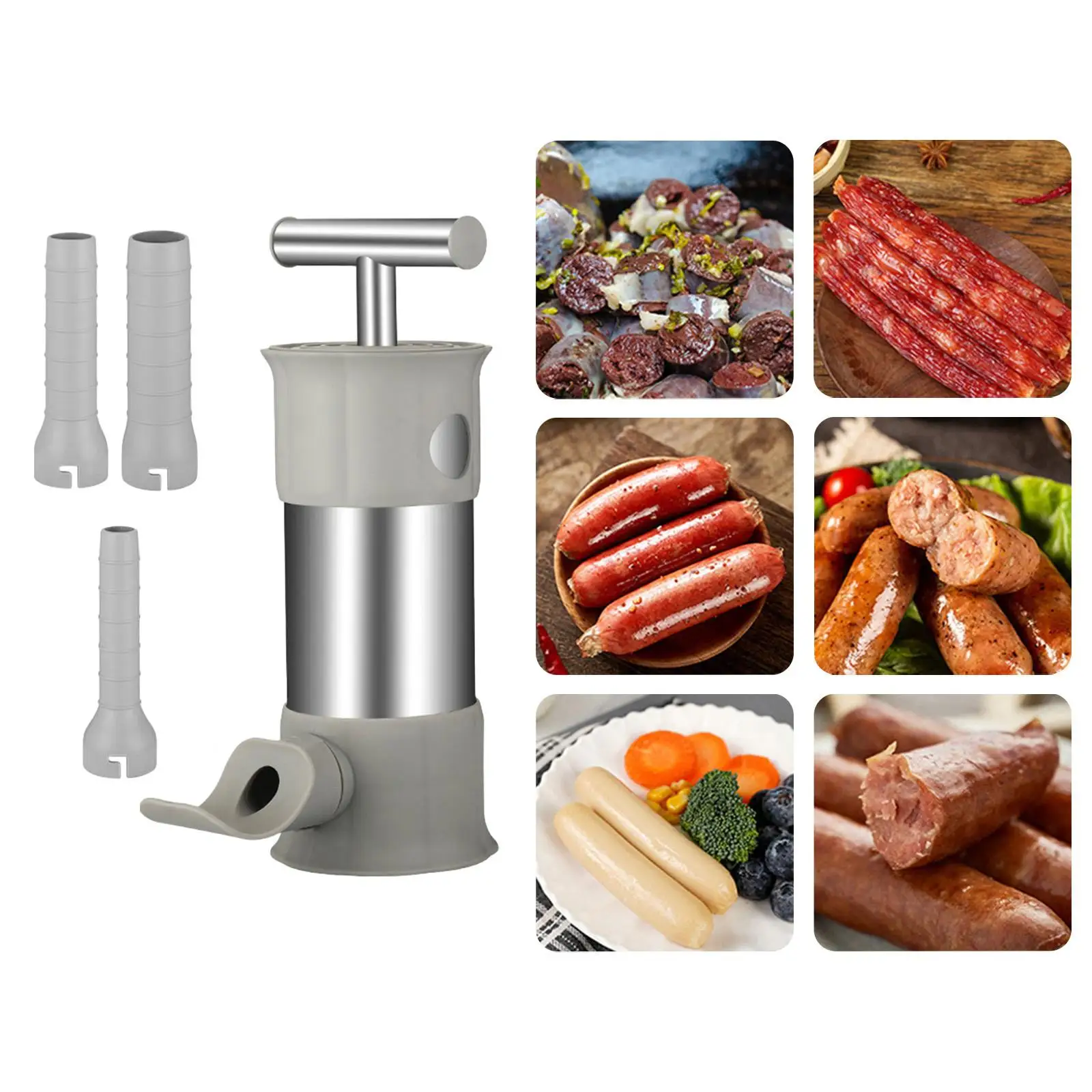 Sausage Filling Tools Meat Grinder for Household Stainless Steel Handheld Stuffing Tubes Sausage Maker Meat Sausage Machine
