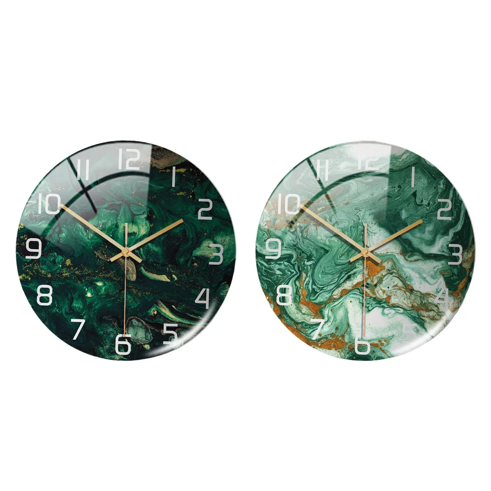 Decorative Wall Clock Marbling Battery Operated Quartz Acrylic Non Ticking Analog Round for Bathroom Living Room Home Kitchen