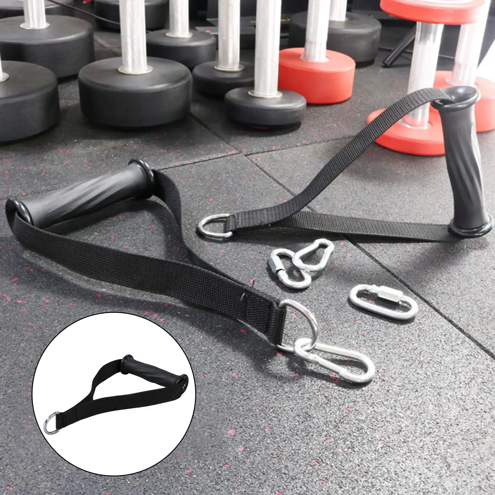 Gym Resistance Bands Handles Anti-slip Grip Strong Nylon Webbing Fitness Heavy Duty Cable Machine Workout Equipment