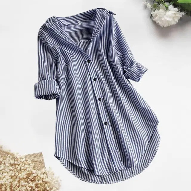 Cotonie Button Down Shirt Women Long Sleeve Blouse Blouse Printing Tops  Bussiness Casual Lapel Tops