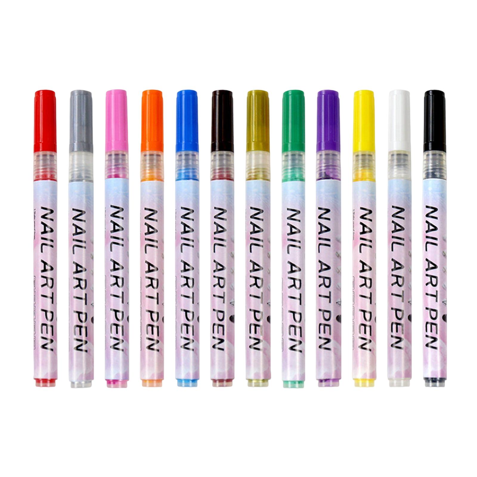 12 Pieces Nail Art Pens Set Nail Graffiti Pen for Professional Nail Salon