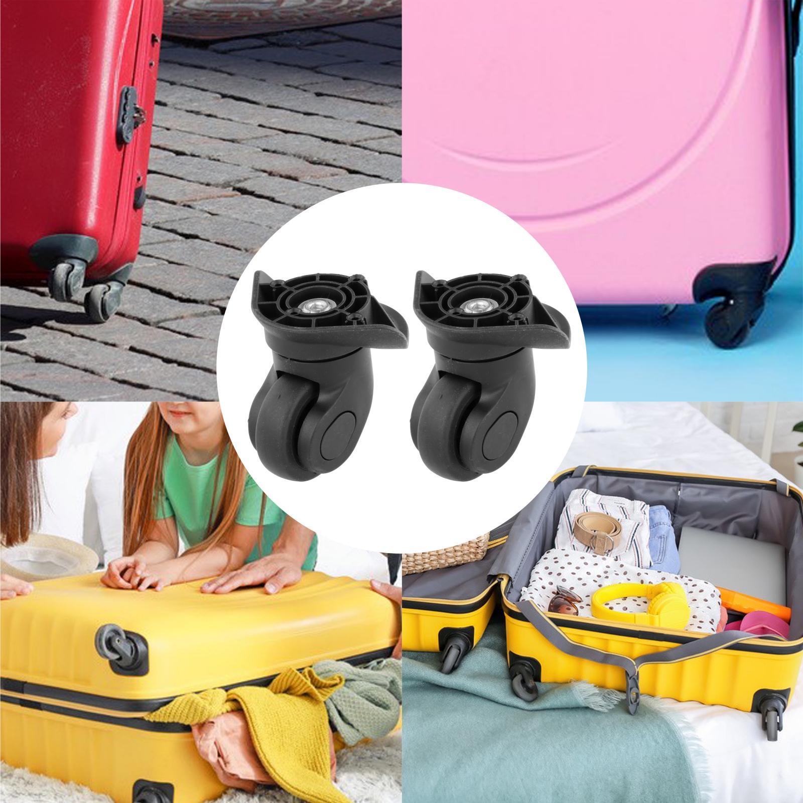 2Pcs Universal Luggage Wheel Suitcase Repair for A19 Replacement Wheel Pulley Repair Parts 360 Swivel Plug in Black Travel Quiet