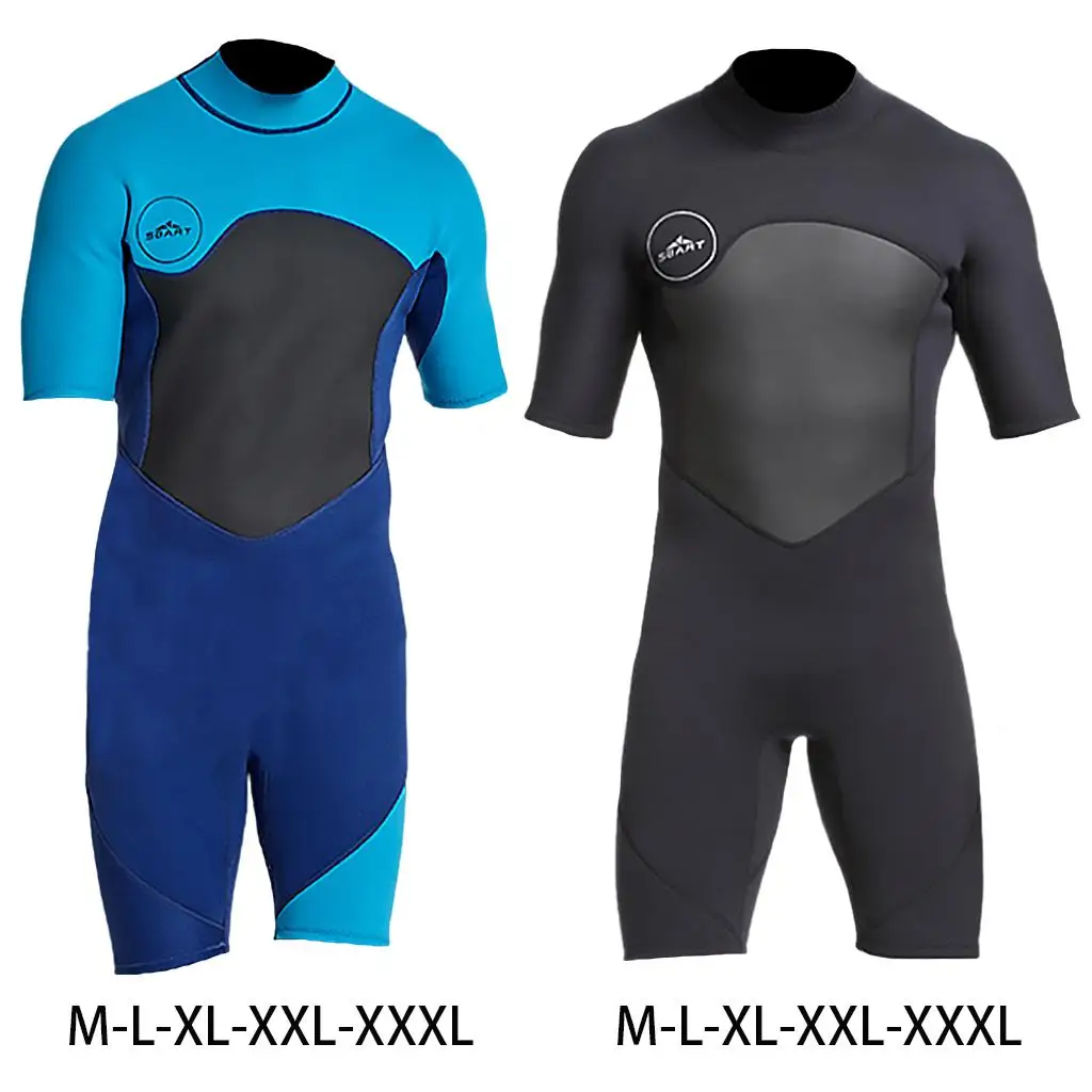 Men`s Shorty Wetsuits 2mm Neoprene Back Zip Short Sleeve for Scuba Diving,Spearfishing,Snorkeling,Surfing,Bathing