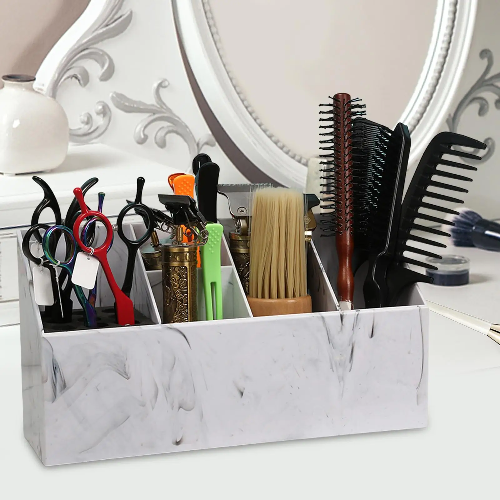 Barber Scissors Holder Box Multifunctional Professional Desk Organizer Case Comb Storage Case for Barber Supplies Brushes