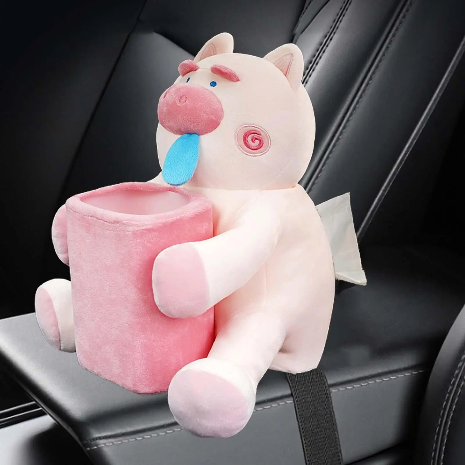 Soft Plush Tissue Box Trash Bin Car Armrest Storage Box for Car