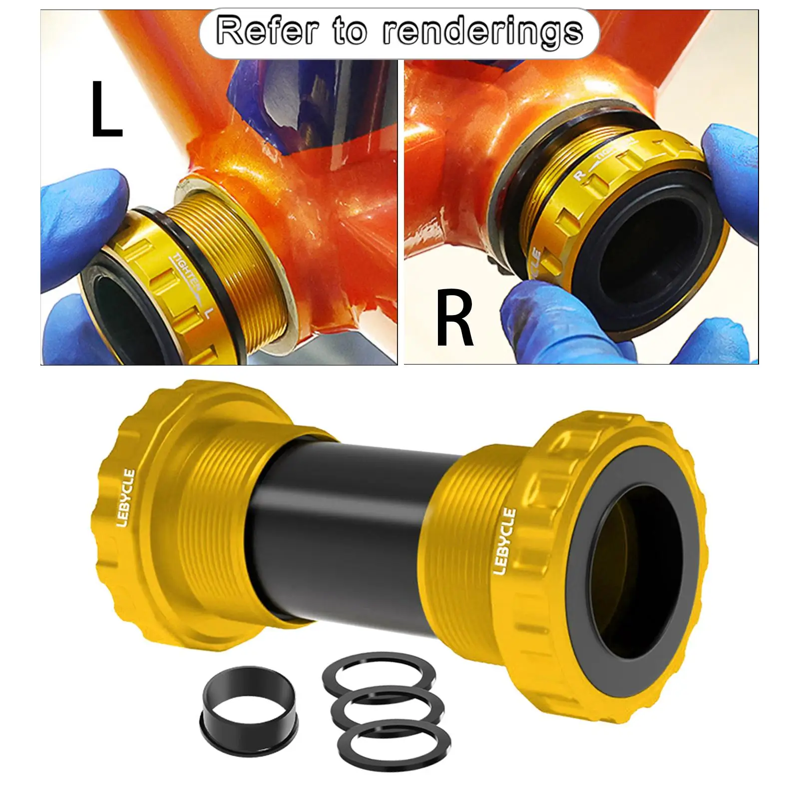 Lightweight Bike Bottom Bracket Replacement Hollow Integrated Sealed Bearings with Spacers High Strength Threaded BB for 68-73mm