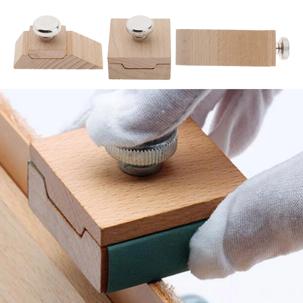 Wooden block of sandpaper that the leathercraft polishing tool