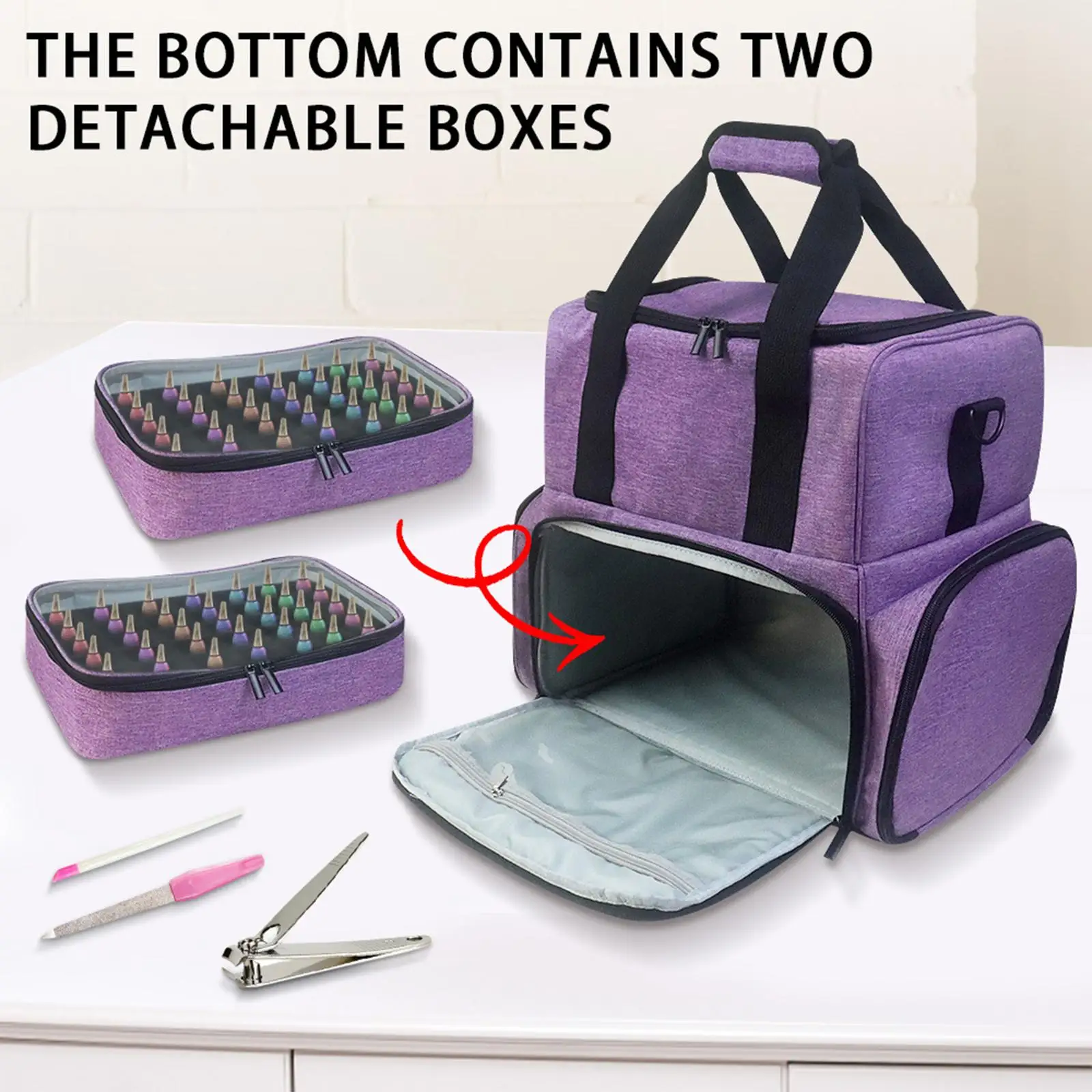 Double Layer Nail Polish Storage Bag Double Handle Reinforced