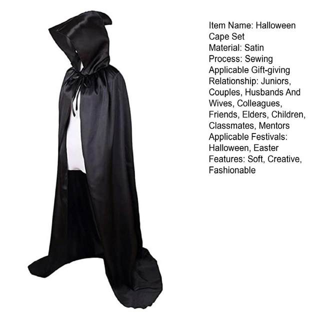 Umhang Mit Kapuze Unisex - Vampir Kostüm Halloween 150cm Schwarz/Weinrot