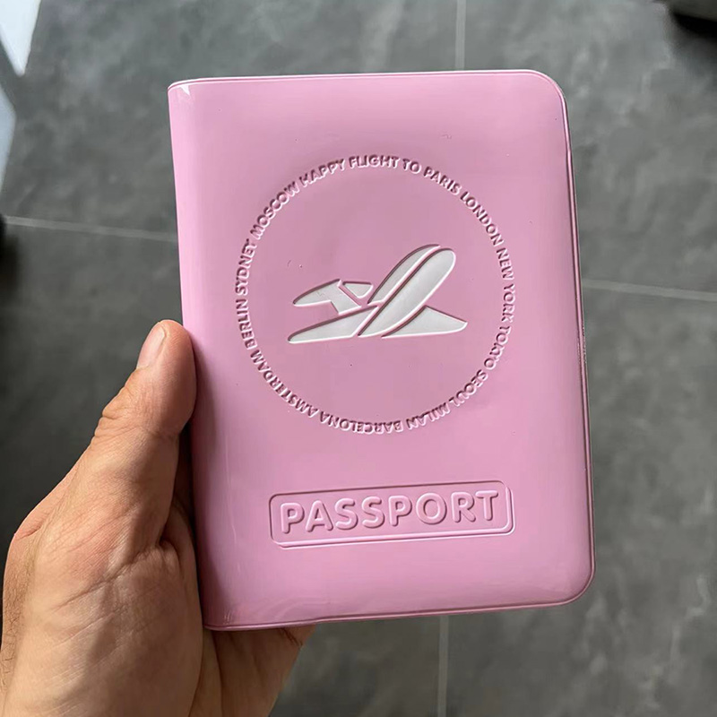 Reise zubehör Flugzeug wasserdichter Pass halter für Frauen rosa 3d Design PVC Reisepass Inhaber – Detail 4