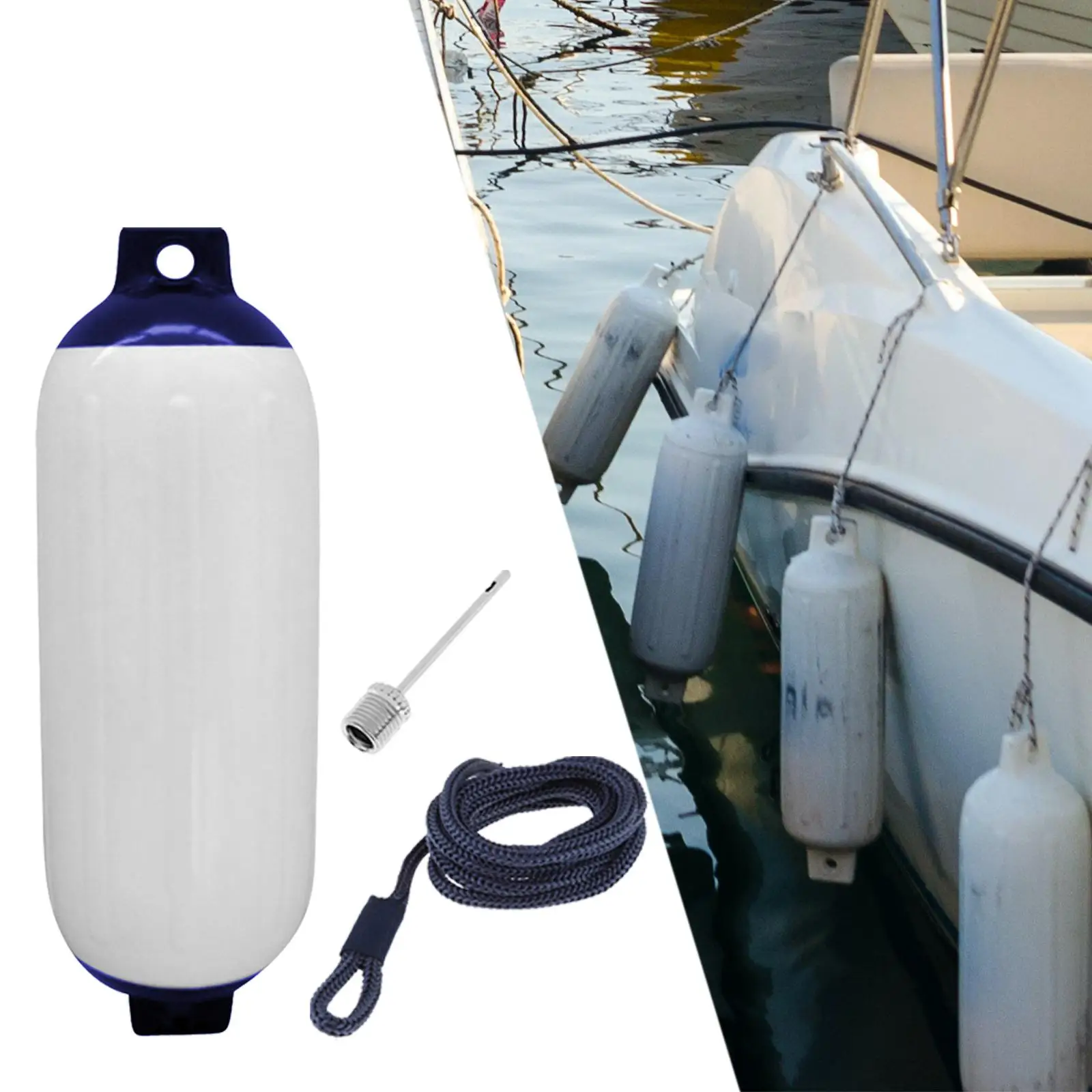 Boat Fender Kit 4x16inch Protector for Docking Fishing Boats Sailboats Boat Fender Protector with Rope and Needle