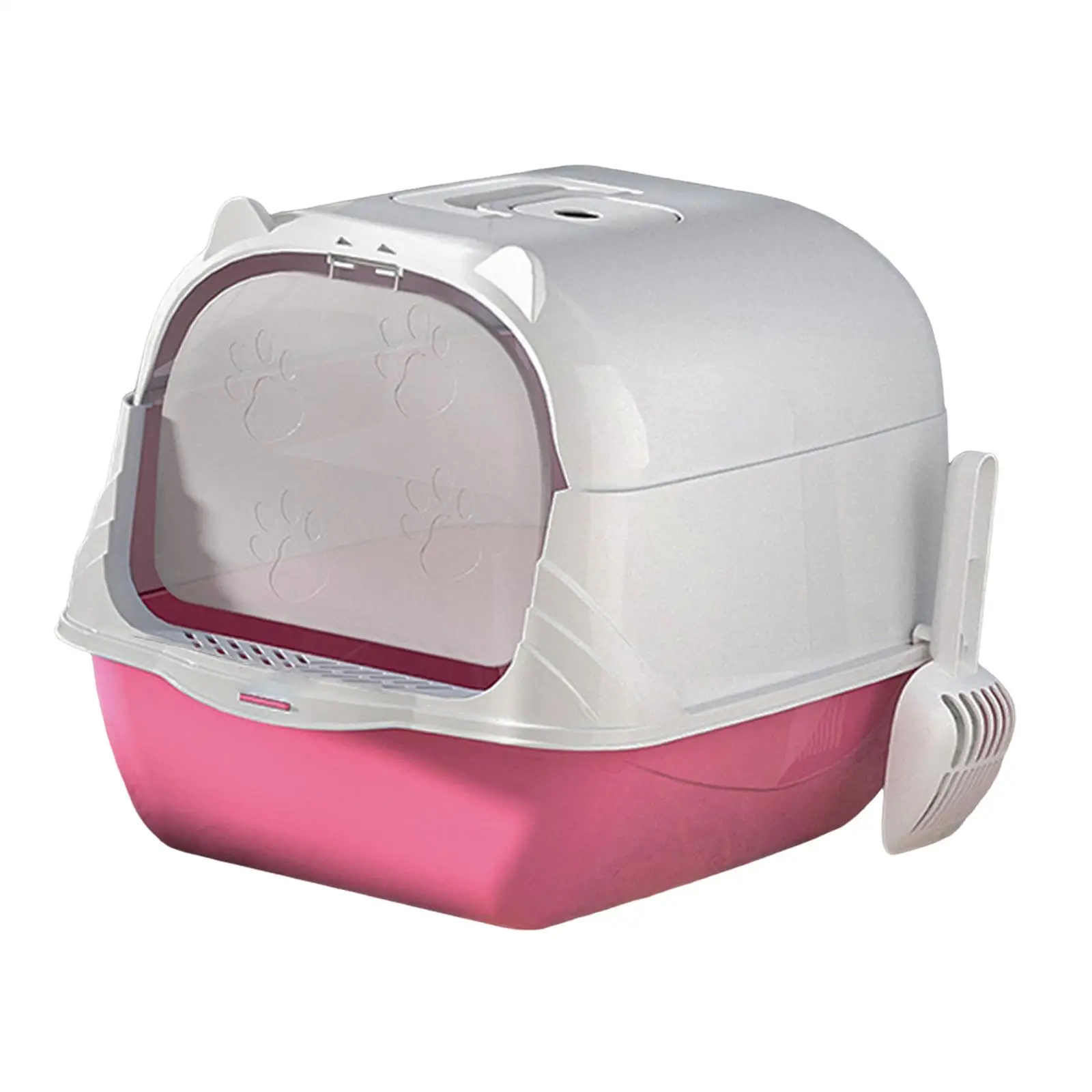 Fully Enclosed Cat Litter Box with Hood and Handle Durable with Flap on Front