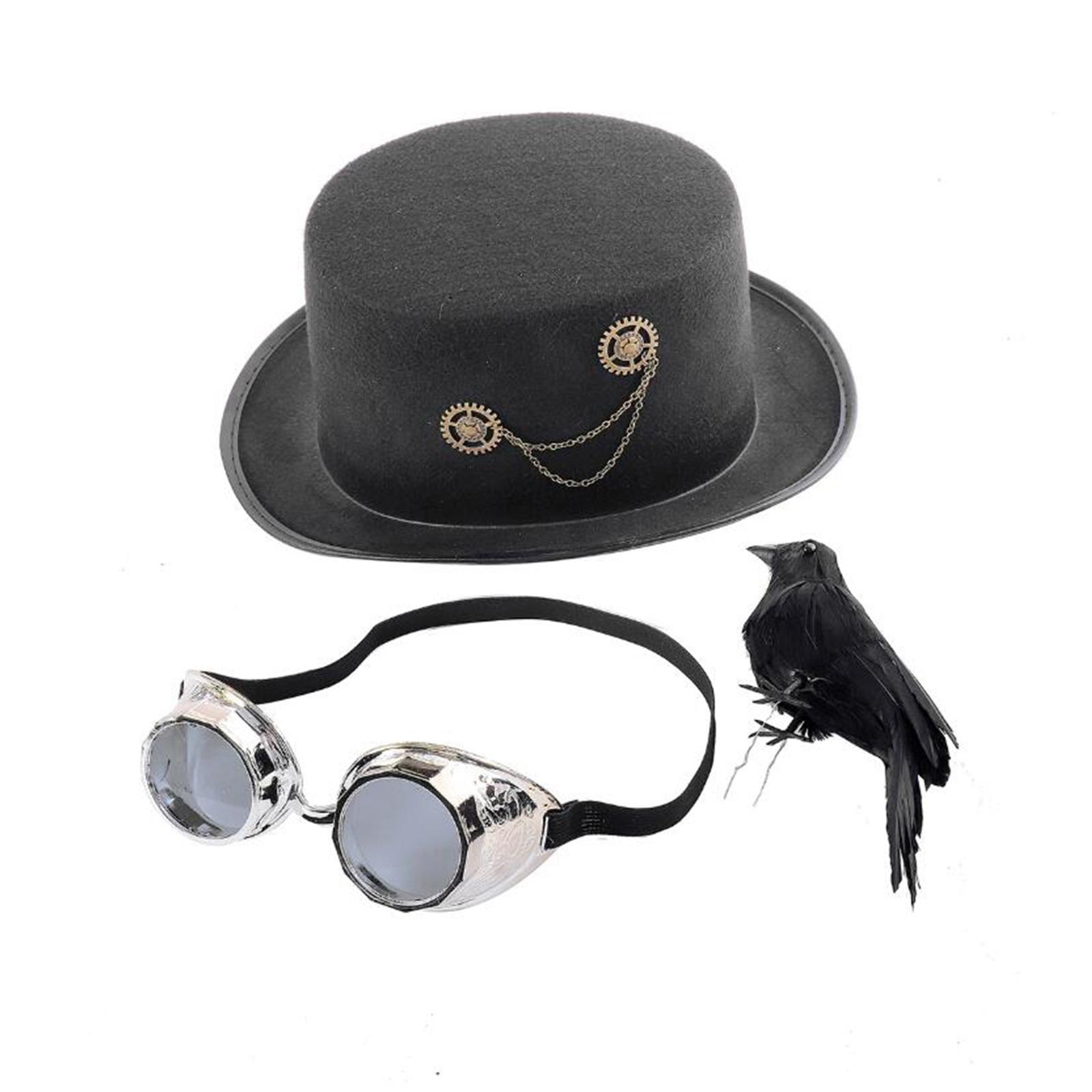 Deluxe Steampunk Top Hat with Goggles Headgear for Dressing Up