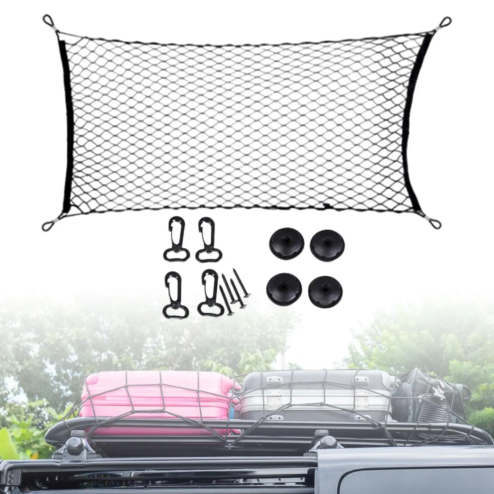 Car Cargo Net Stretchable Cargo Storage Mesh Net for Trucks SUV Vehicle