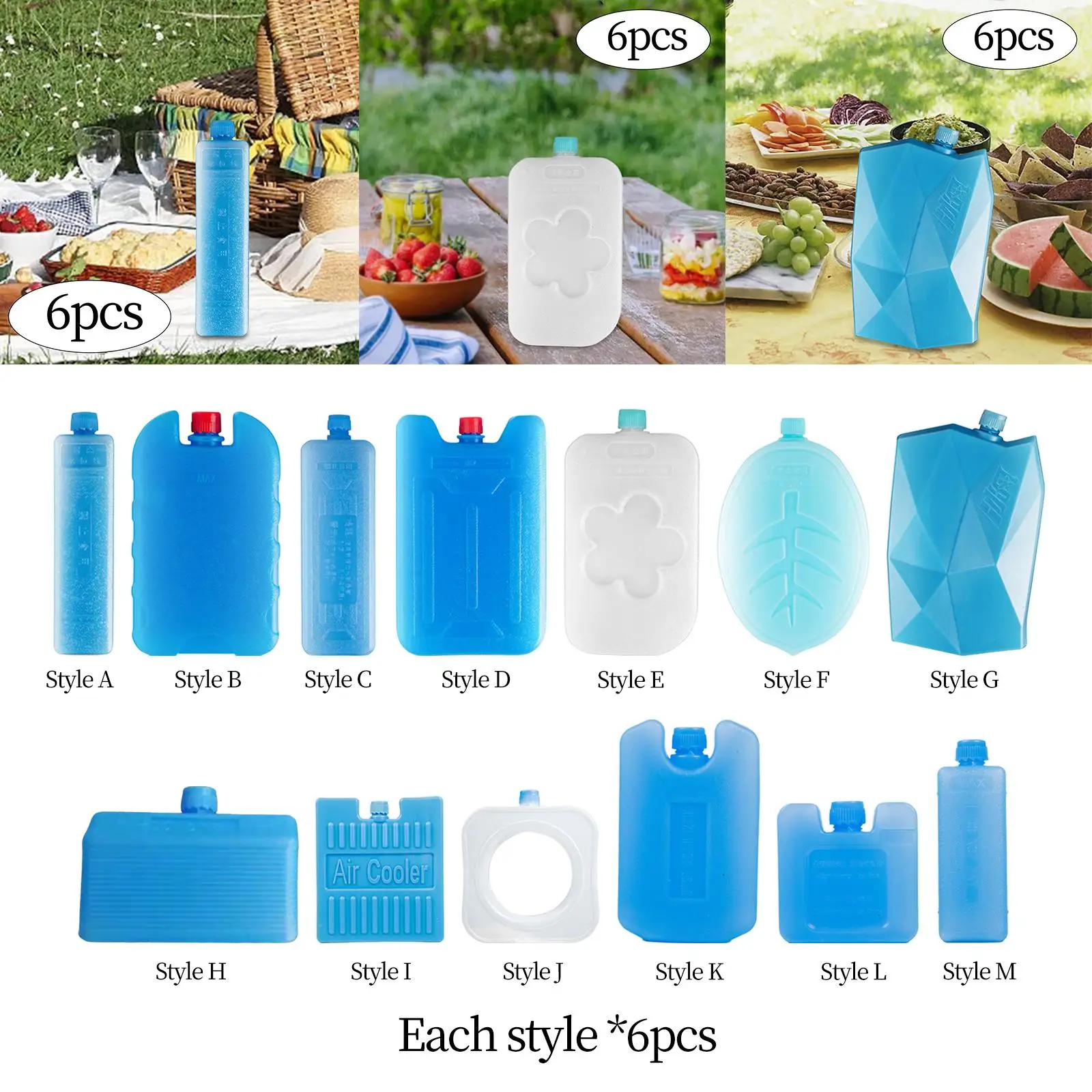 6x Ice Freezer Blocks that Simply Stays Frozen for Longer for Travel Cool Box Cooling Ice Packs Ice Cooler Blocks for Picnic BBQ