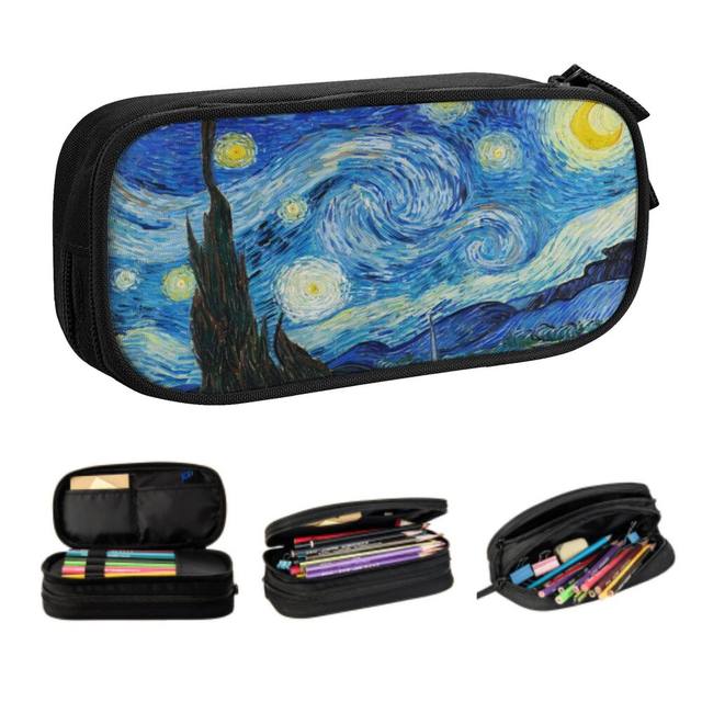 Cute Vincent Van Gogh Starry Night Pencil Case for Boys Gilrs Custom Oil  Painting Art Large Storage Pen Bag Box School Supplies