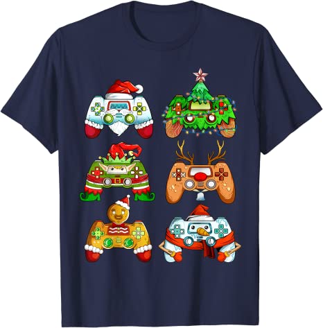Weihnachten Santa Elf Gaming Controller Schneemann Jungen Kinder Gamer T-Shirt Geschenke spielen Videospiel Urlaub T-Shirt Weihnachten Urlaub y2k Tops – Detail 10
