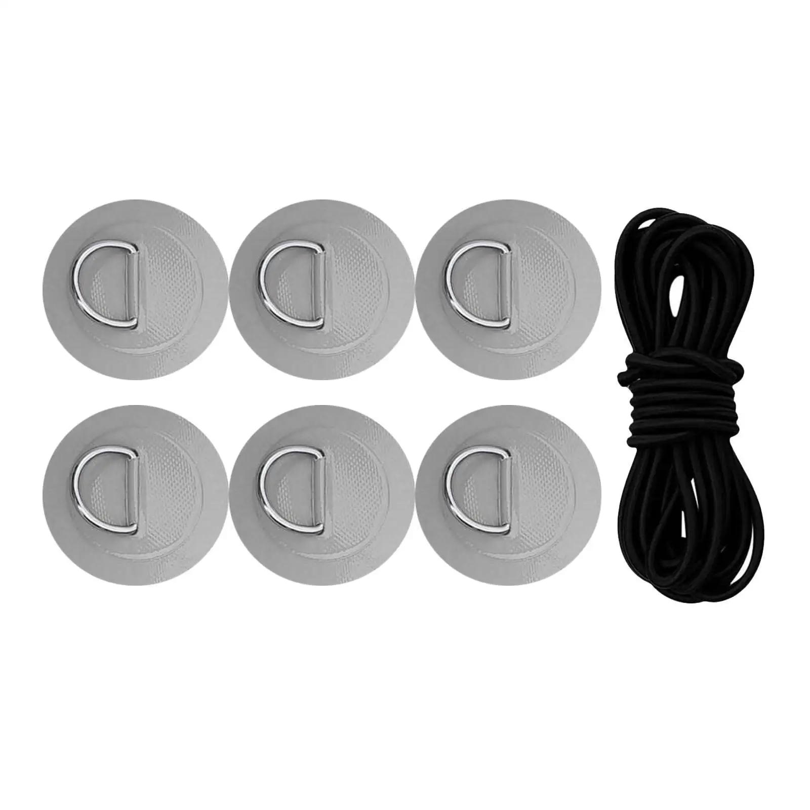 6 Pieces D Rings PVC Patch Deck Rigging Kit for Inflatable Boat Kayak Dinghy