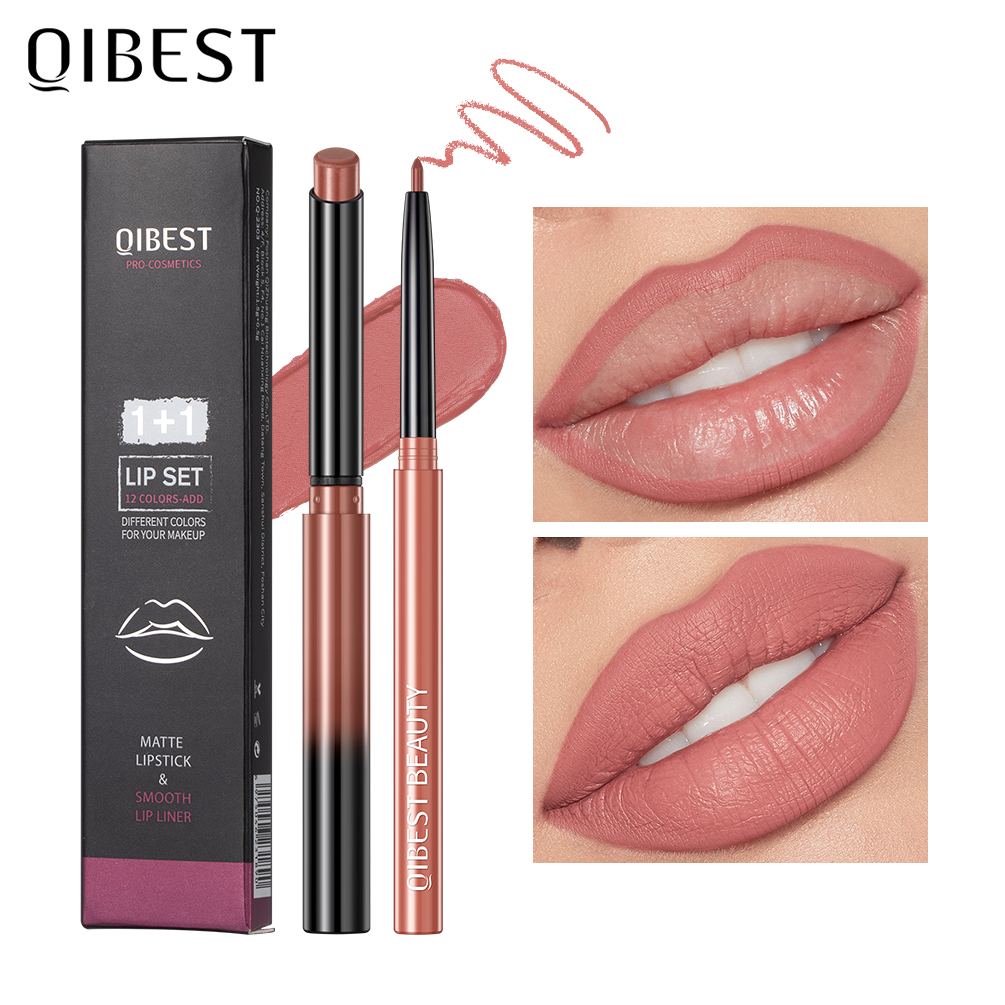 Best of QIBEST 2pcs Lipstick Lipliner Pen Set Matte Nude Lip Liner Pencil Waterproof Long Lasting Lipstick Pen Contour Makeup For Women Reviews & Tips