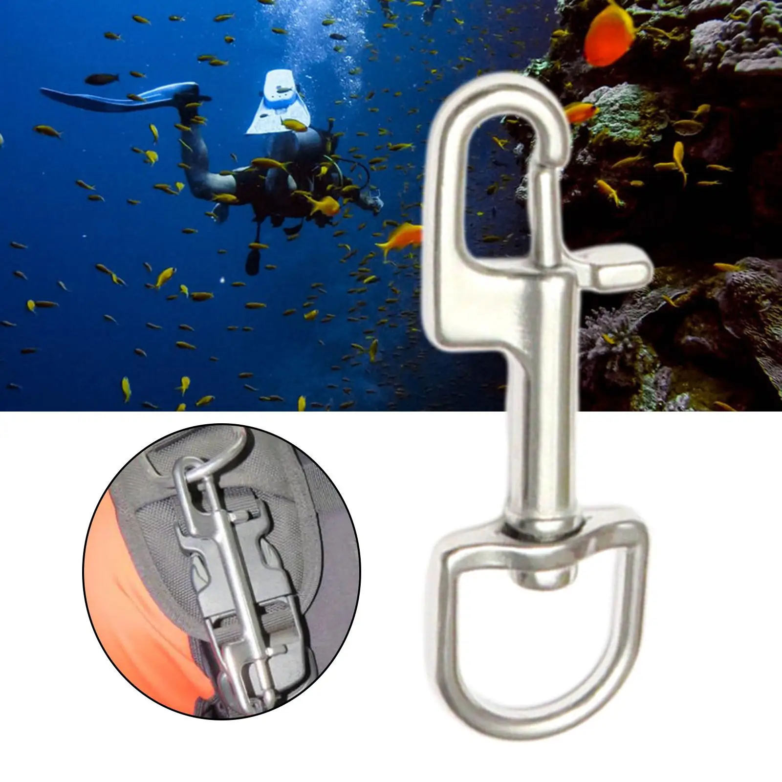 Dive Bolt Snap Hook Single Ended Hook Buckle Stainless Steel Swivel Snap Hook Clip for Scuba Diving Part Tool Accessories