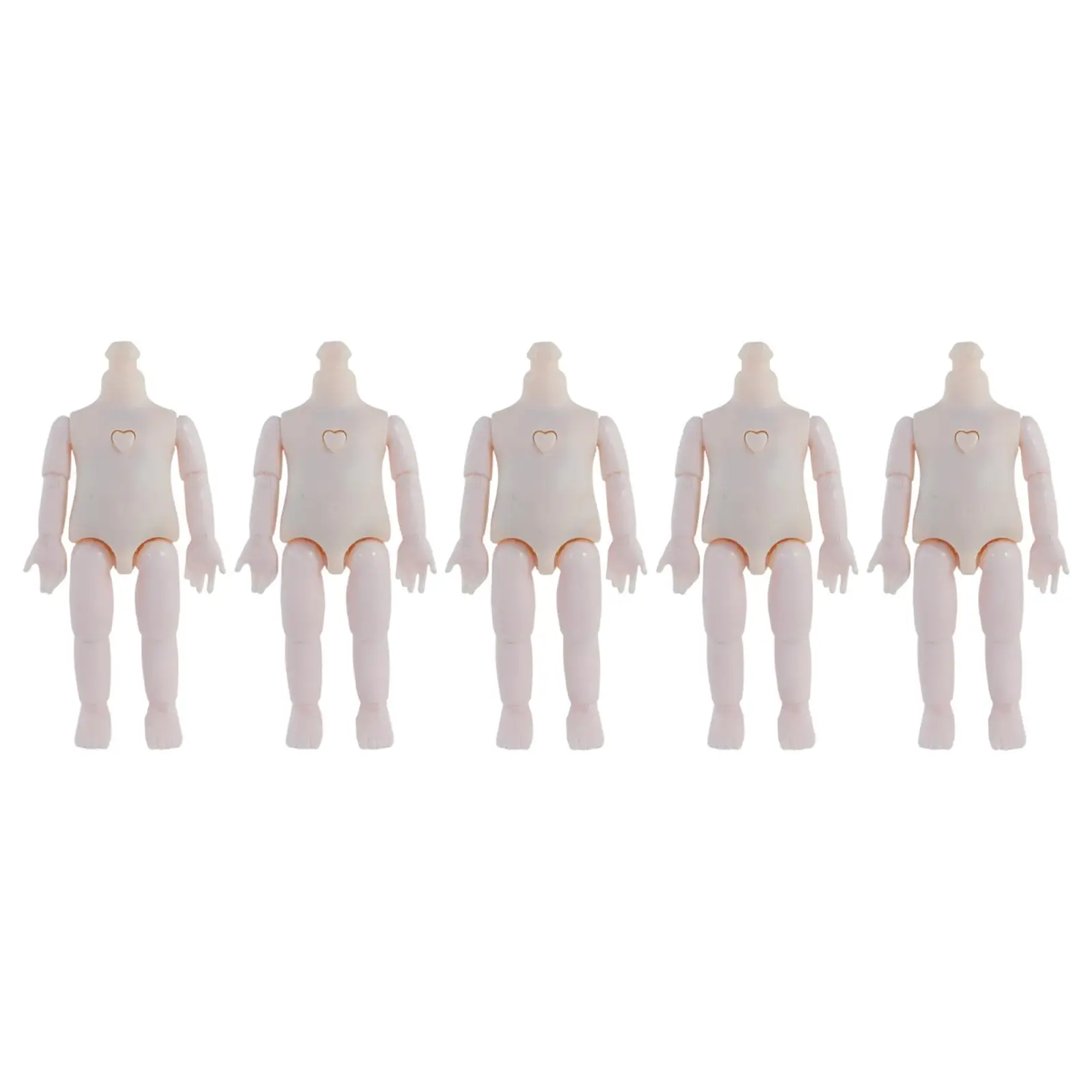 5 Pieces Doll Nude Body Height 16cm Moveable Jointed Dolls Action Figure with Spare hands Making Accessories No Head Gifts