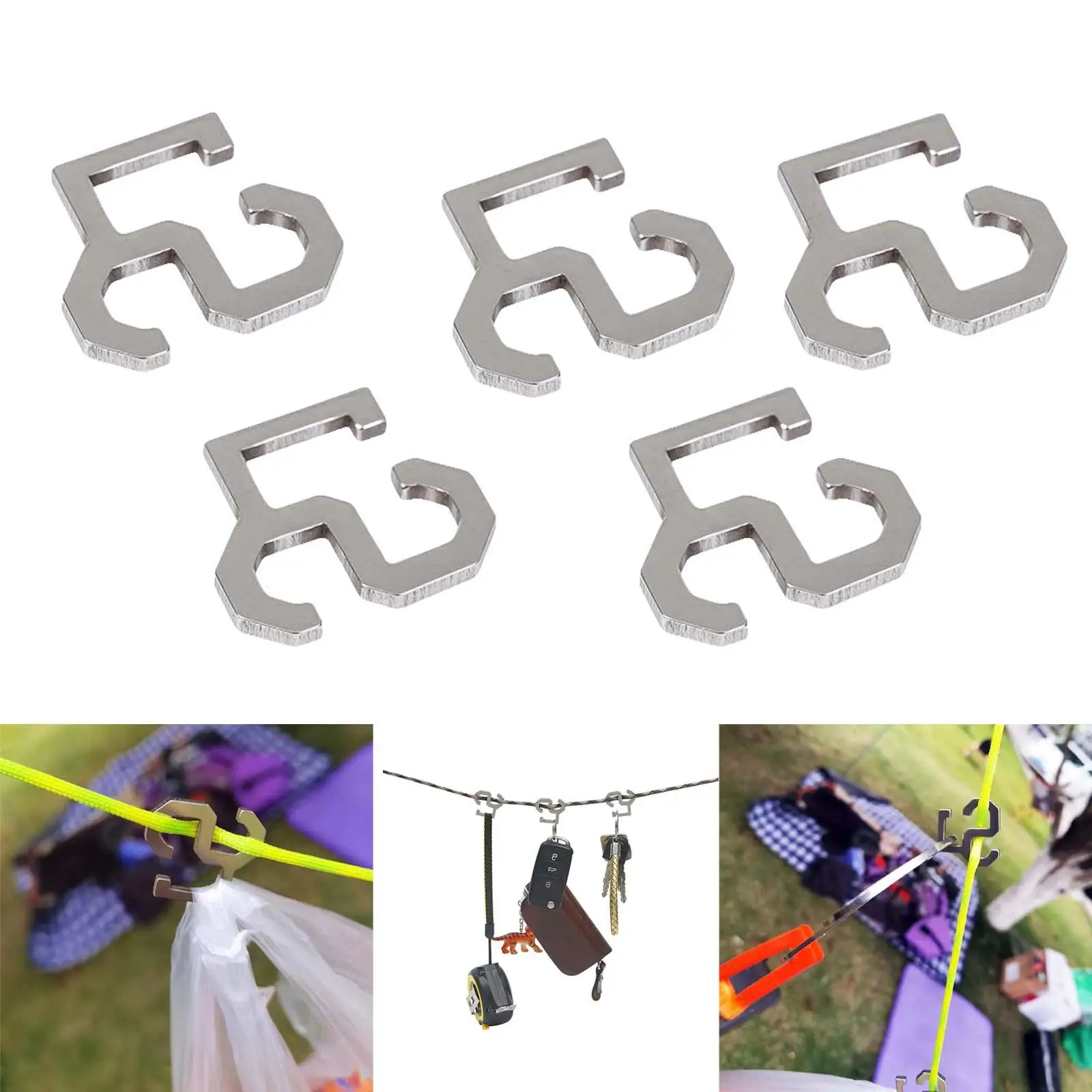 5 x Rope Buckle Multifunctional Premium Stainless  Rope Buckles Tent