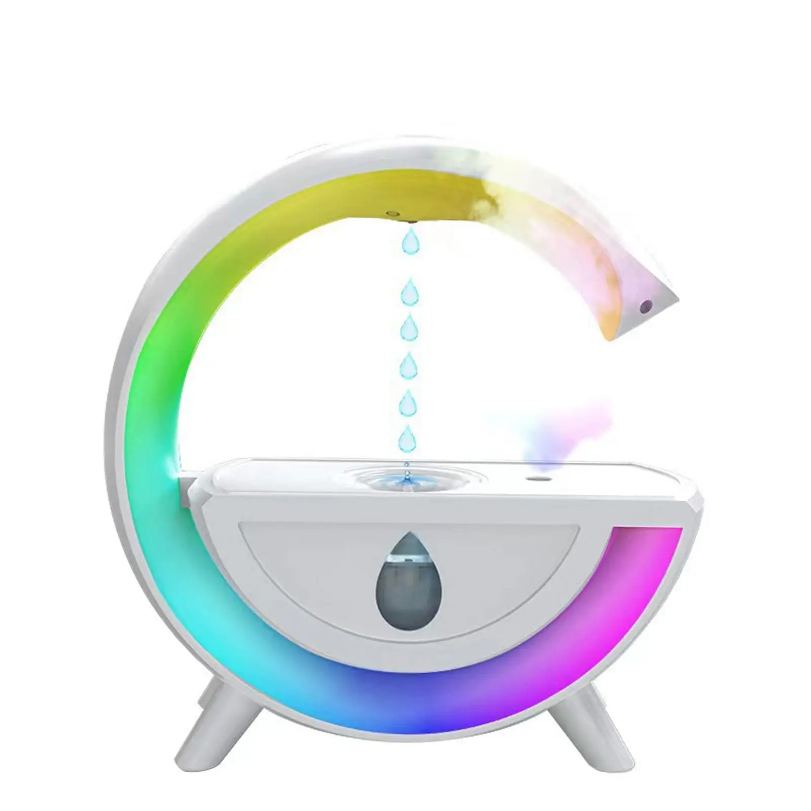 USB 350ml Water Droplet Desktop Humidifier Water Shortage Protection with 7 Colors Lights Auto Shut Off for Doing Yoga Stylish