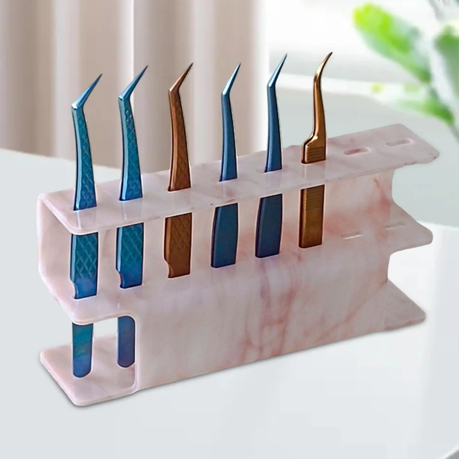 8 Holes  Stand for Salon Pink Marble Make up Supplies Acrylic  Storage Holder  Holder s Shelf Holder for Home
