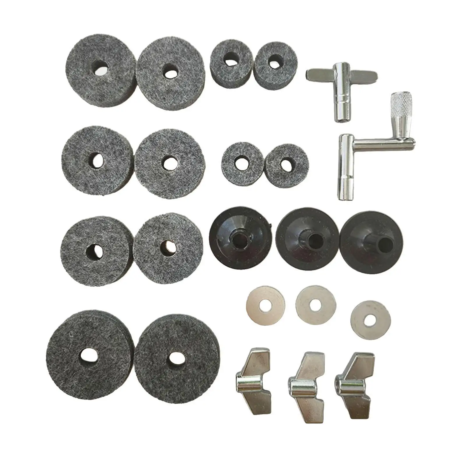 Cymbal Replacement Accessories, Drum Cymbal Felt Pads Durable Drum Keys for Drum Set, Cymbal Felts Kits Cymbal Stand Felts