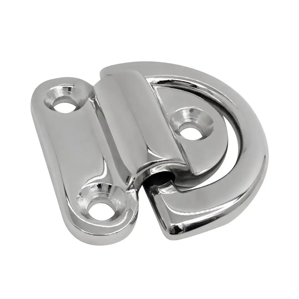 Premium Stainless Steel Folding Pad Eye Lashing D tie Boat RV Auto