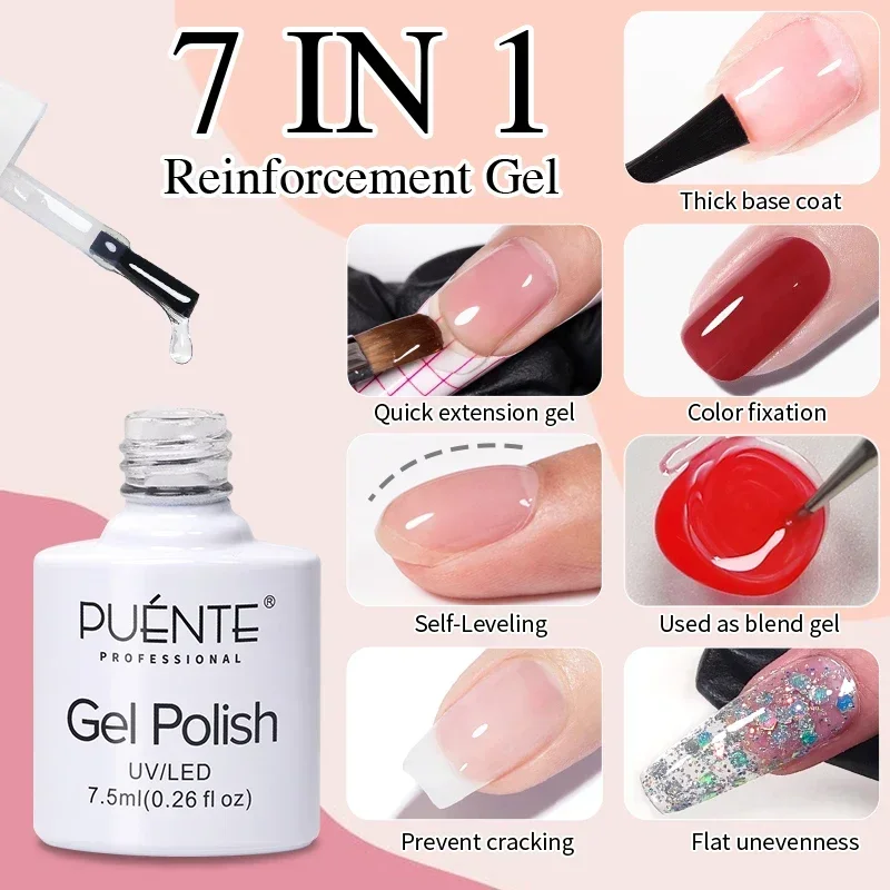 Best of 7-In-1 Function Reinforcement Gel Nail Polish 7.5ML Clear Thick Base Gel Nail Extension Color Fixation Self-Leveling Gel Varnish Reviews & Tips