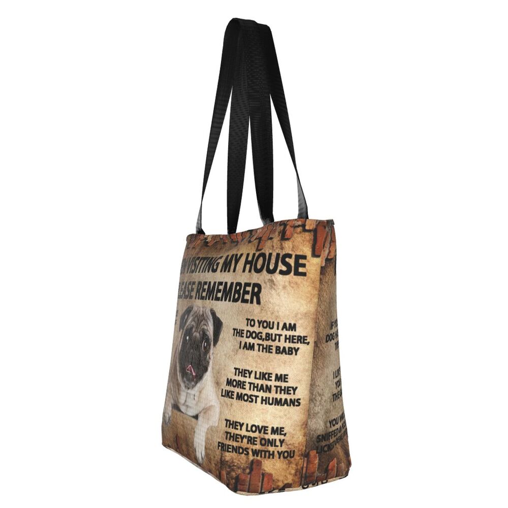 Personalizado Adorável Pug Dog Canvas Shopping Bag