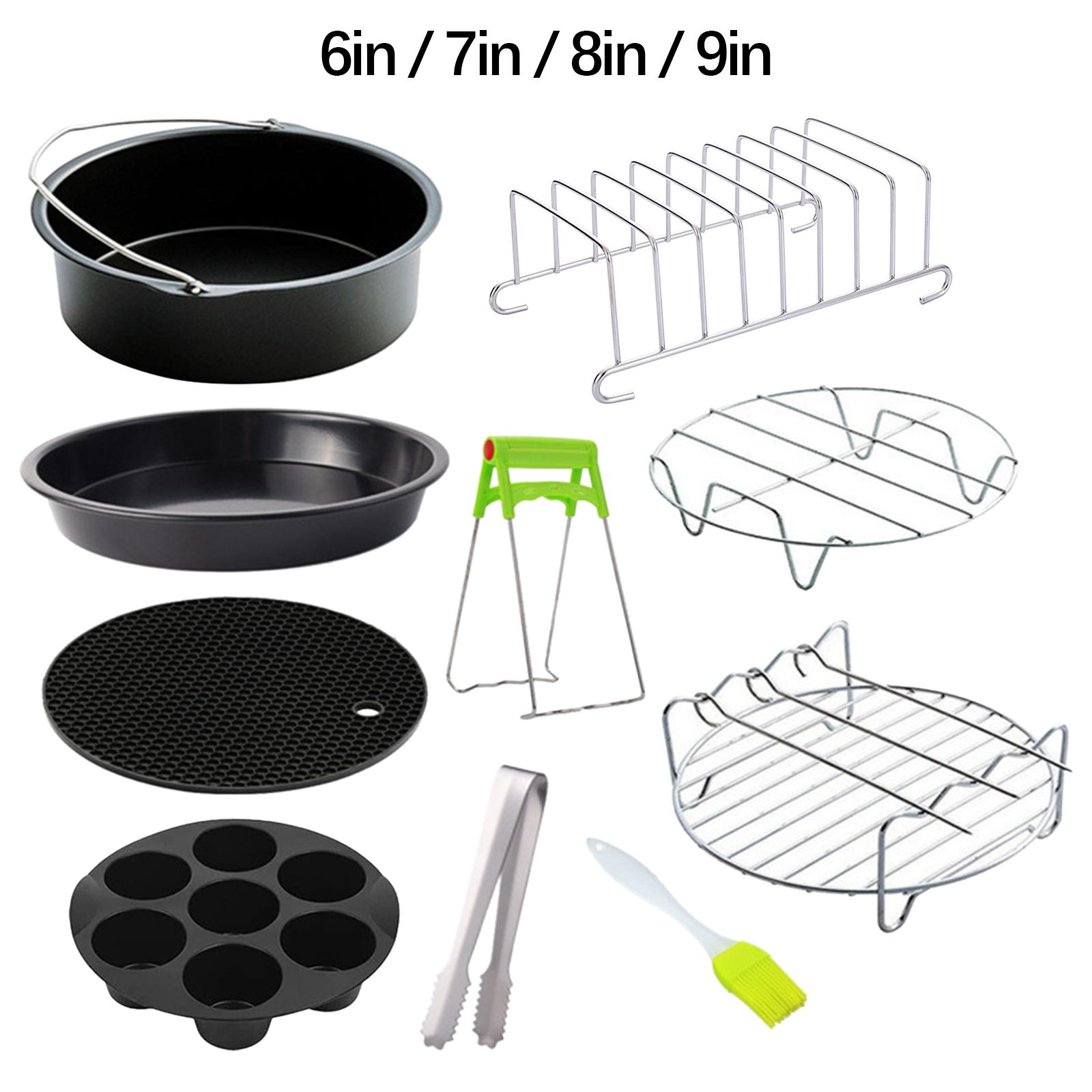 10x Air Fryer Accessories Bread Rack Pizza Pan Single Layer Steaming Rack for Baking Home Cooking