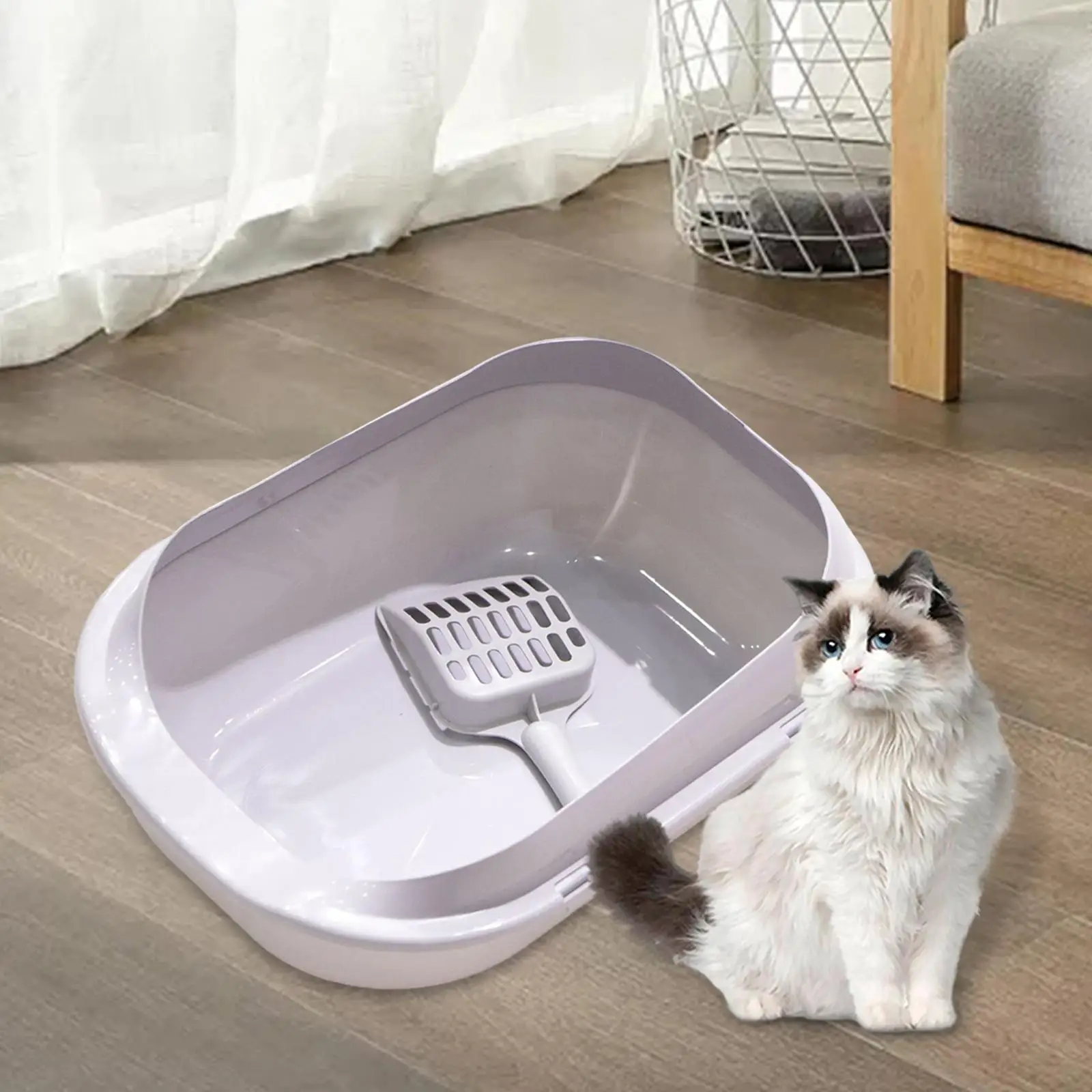 Kitten Potty Toilet Open Top Pet Litter Tray Large Space Bedpan Cat Litter Tray for Kittens Small Animals Indoor Cats Rabbit Dog