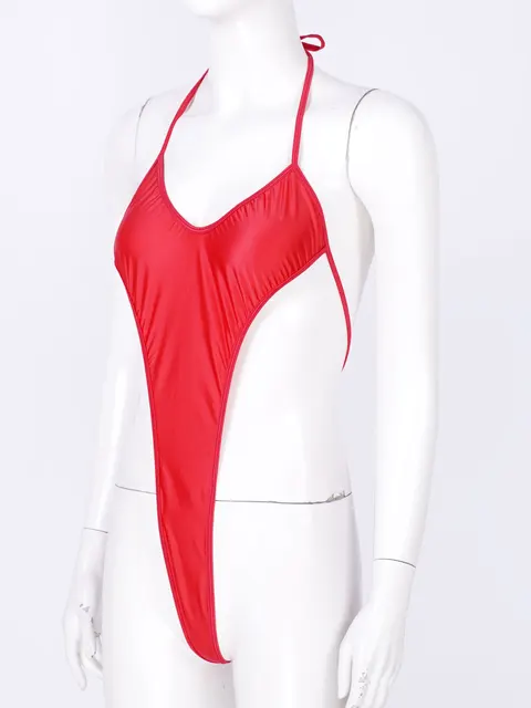 YIZYIF Womens See Through High Cut One Piece Swimsuit Backless Thong  Brazilian Bikini Swimwear White-A One Size 