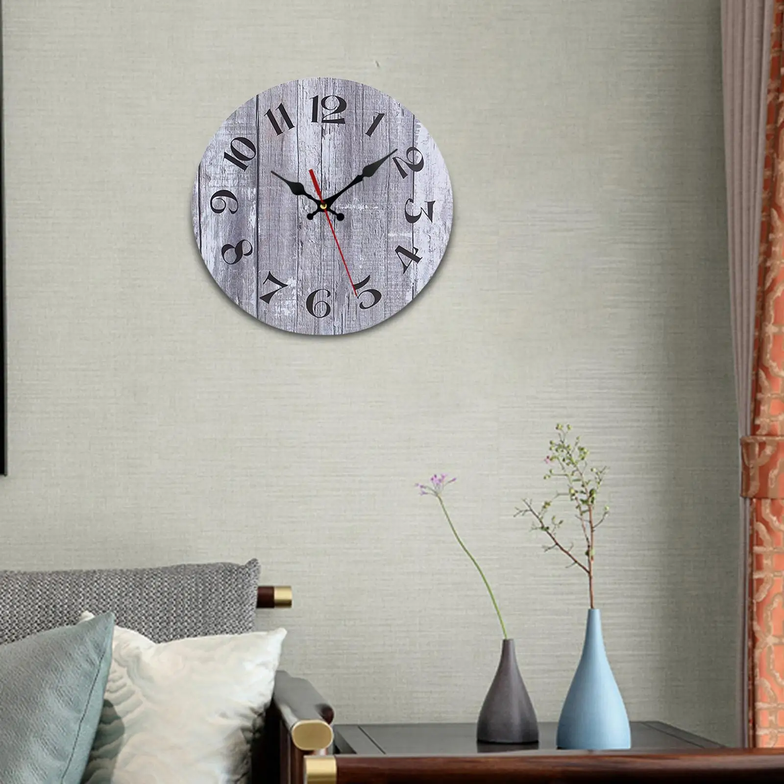 Modern Hanging Clocks Office Silent Battery Operated Bedroom Wood Wall Clock