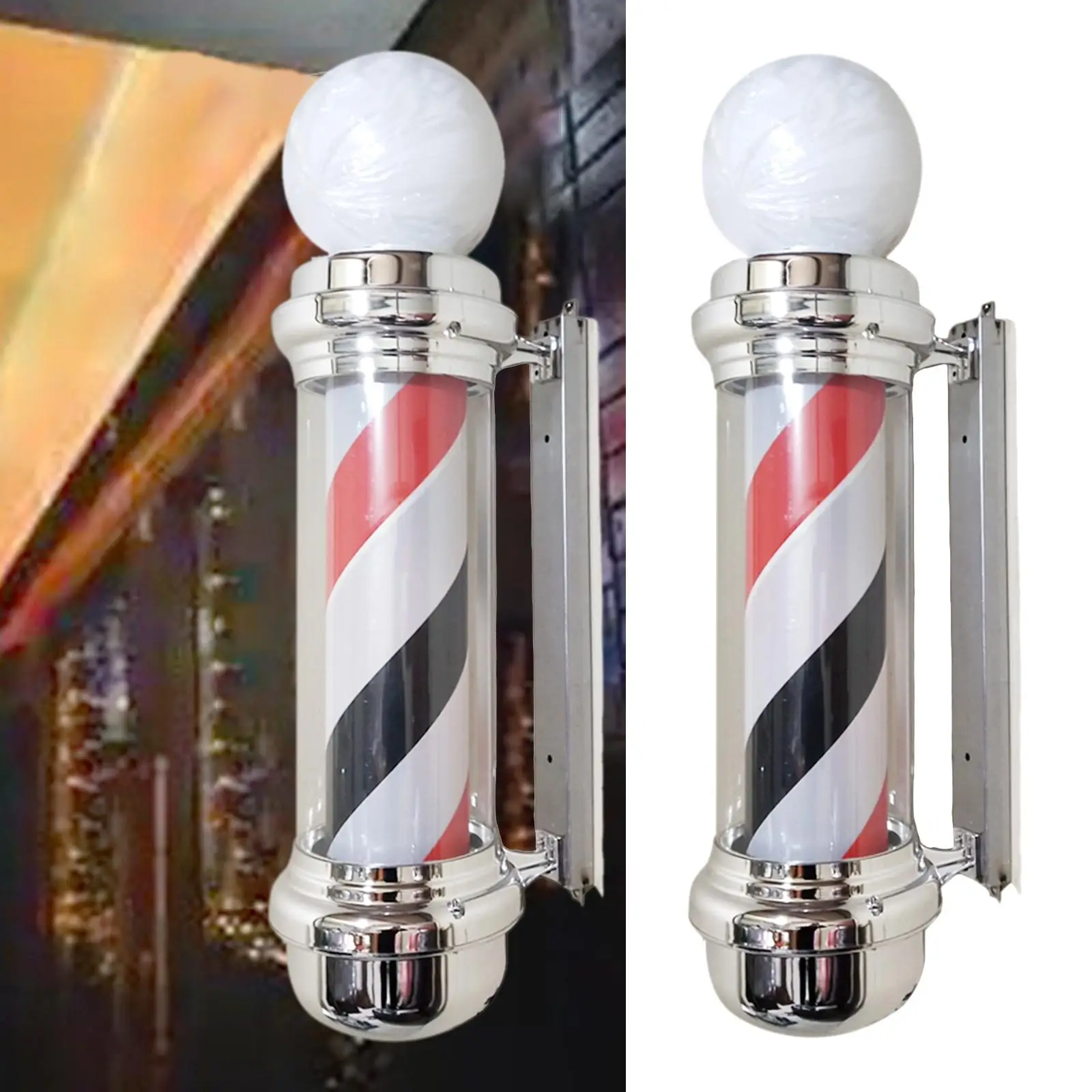 Barber Pole LED Light Rotating Hair Salon Shop Sign Light for Outdoor Indoor