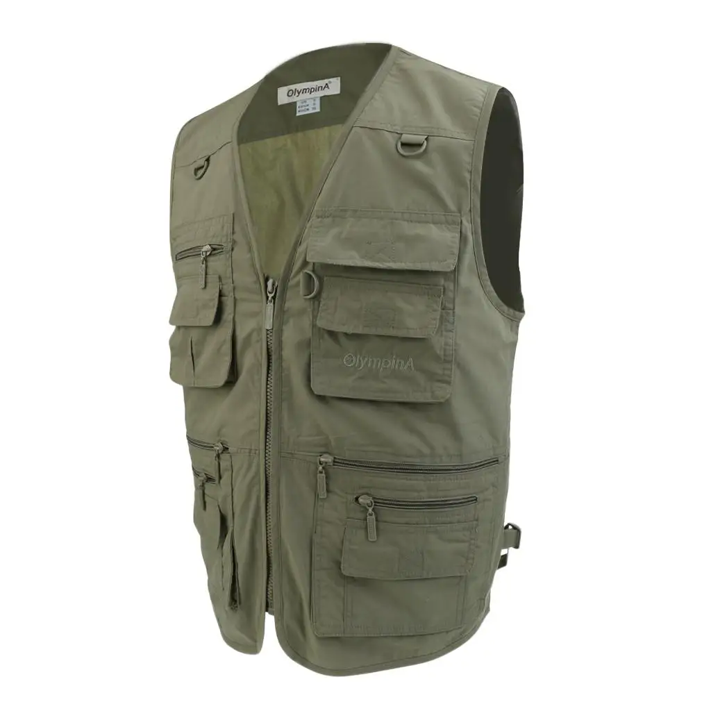 Men`s Fishing Vest Photography Casual Waistcoat Multi Pockets Jackets