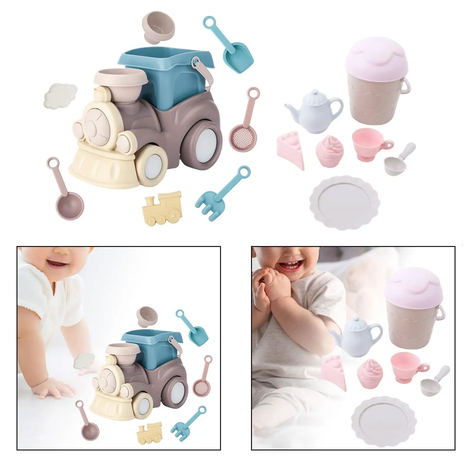 Kids Beach Sand Toys Set Sand Gadgets Reusable Ice Cream Bucket Kids Sand Castle for Playground Outdoor Seaside Beach Sandpit