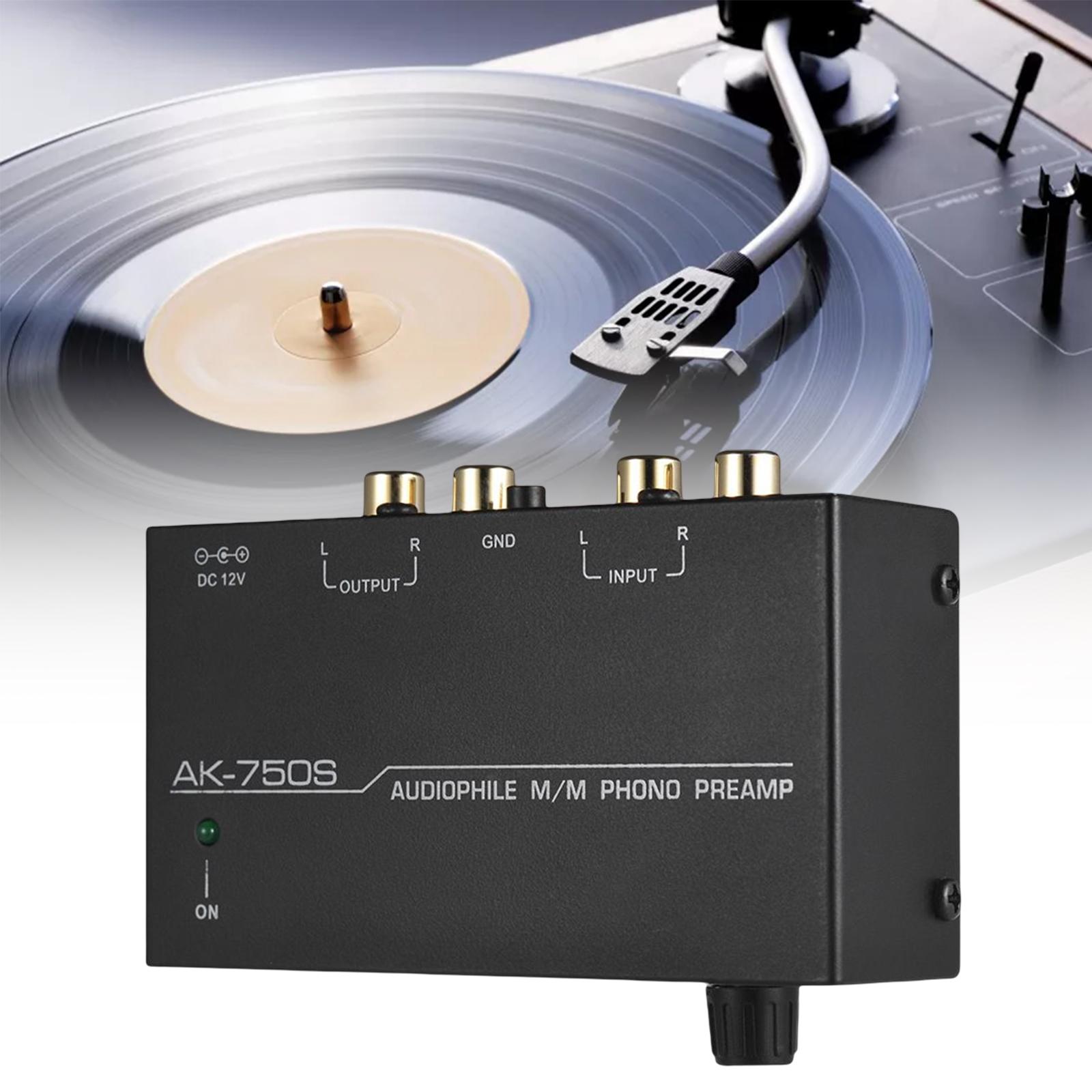 Phono Preamp Preamplifier US Standard Plug for Converting Phono Signal to Level Signal Durable Excellent Sound ,Black