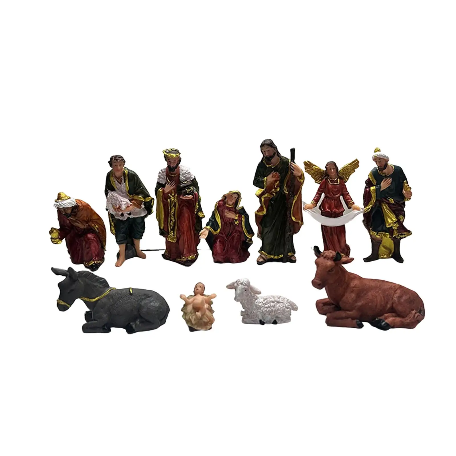 11Pcs Nativity Scene Figures Religious Ornament Statue for Desktop Collection Home