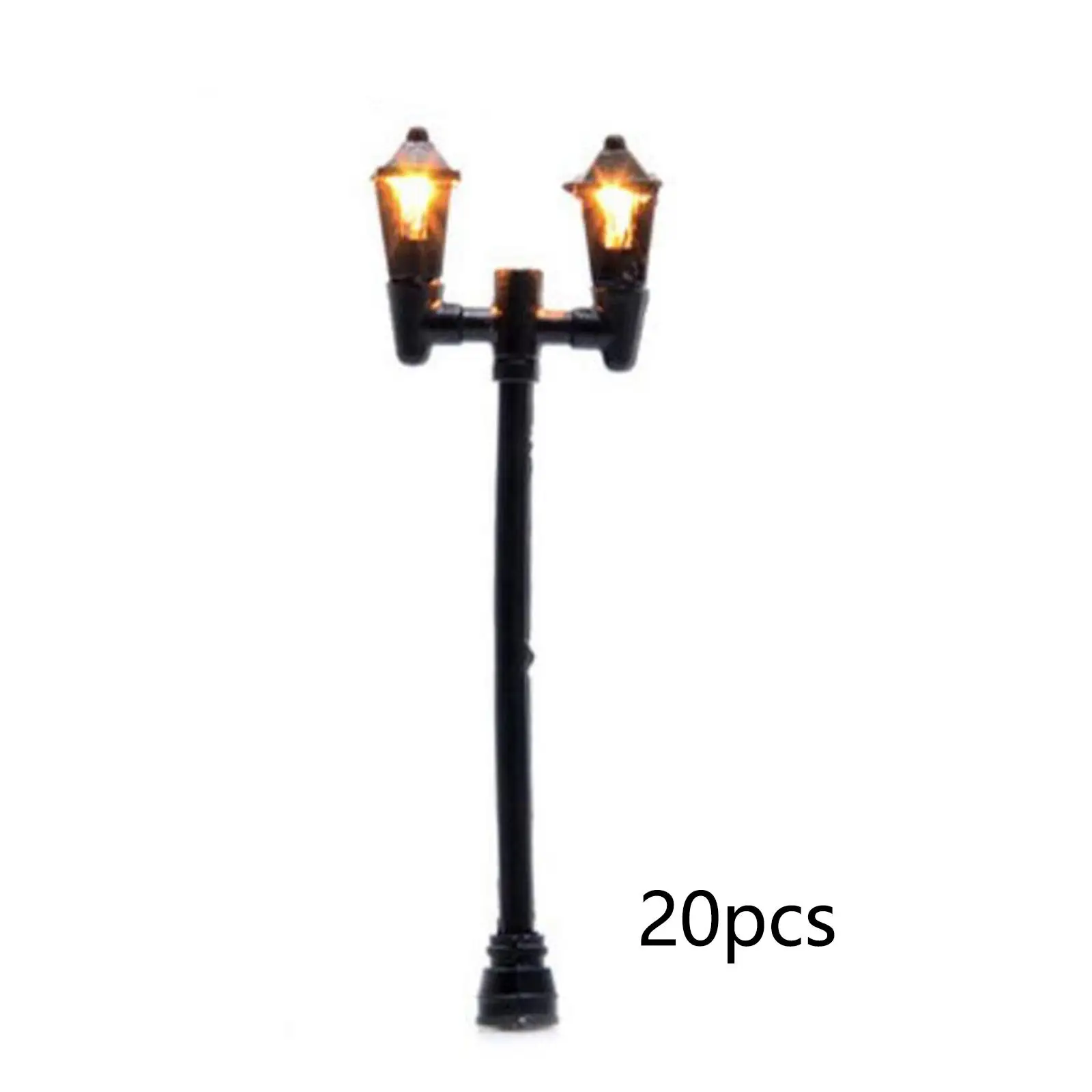 20Pcs 1/100 Model Train Lamp Lighted Street Lamps Miniature Street Light Model Model Railway Lamp Garden Street Light