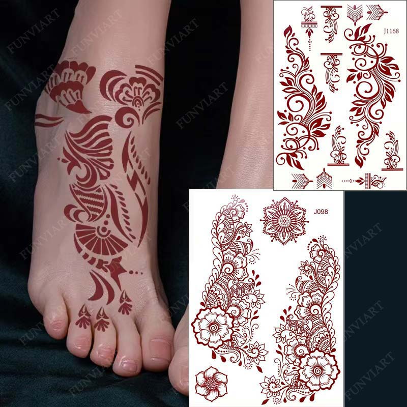 Best of Henna Tattoo Stickers For Legs Waterproof Temporary Tattoos Women Mehndi Design Instant Fake Tattoo For Hand Sleeve Body Hena Reviews & Tips