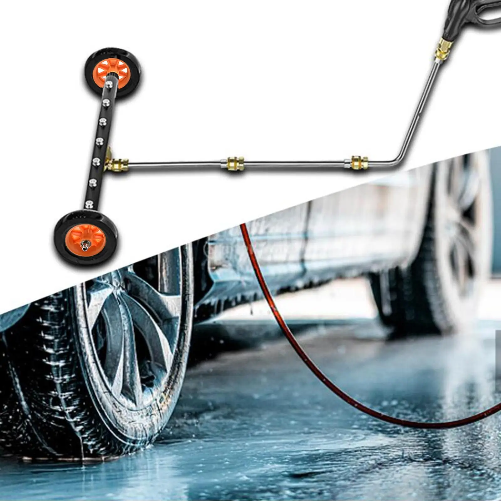 16 inch Undercarriage Washer Car Chassis Cleaning 90 Degree Angled Wands 4000PSI under Car Washer Water Broom for RV Truck SUV