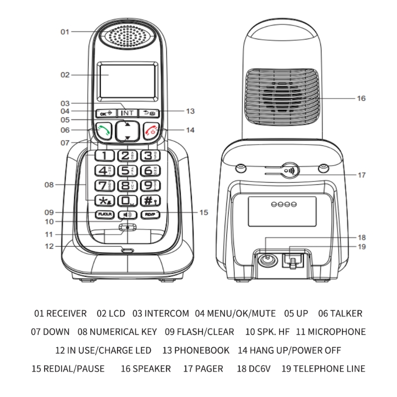 telefone fixo Desktop, vários idiomas, D1003