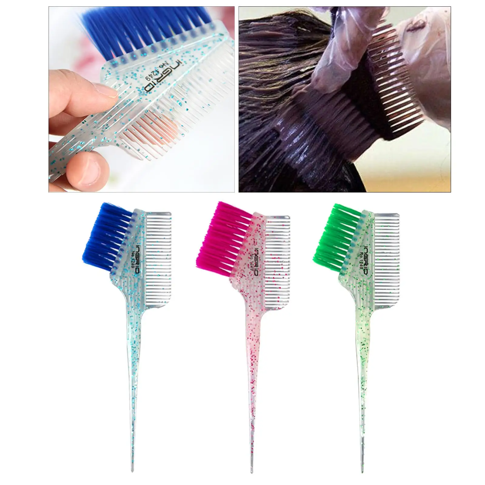 Pearl Hair Coloring Brush Comb Styling Tools Professional Dyeing with Long Handle for Salon DIY Shop Home Barber