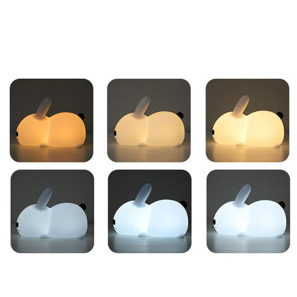 Touch Rabbit Night Lights Silicone Dimmable USB Rechargeable Lamps for Children Baby Gifts Cartoon Cute Animal Bunny Night Lamp